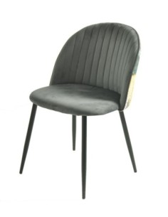 Silla PALM GREY, metal, tapizado velvet gris con trasera palm 2