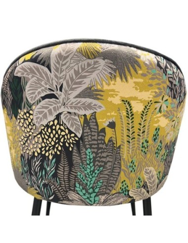 Silla PALM GREY, metal, tapizado velvet gris con trasera palm