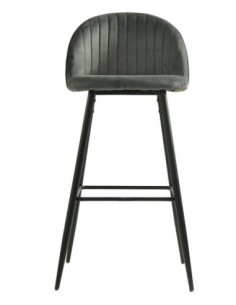 Taburete PALM GREY, metal, tapizado velvet gris con trasera palm 2