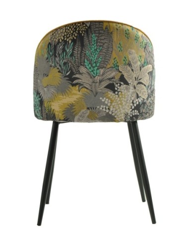 Silla PALM YELLOW, metal, tapizado velvet amarillo con trasera palm