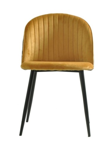 Silla PALM YELLOW, metal, tapizado velvet amarillo con trasera palm