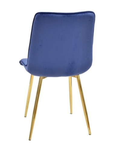 Silla GILDA, metal, dorado, tejido velvet azul