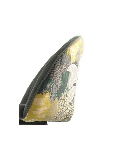 Taburete PALM SKY BLUE, metal, tapizado velvet azul con trasera palm