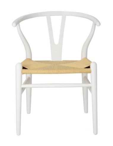 Silla WISH, madera de haya, blanca, fibra trenzada