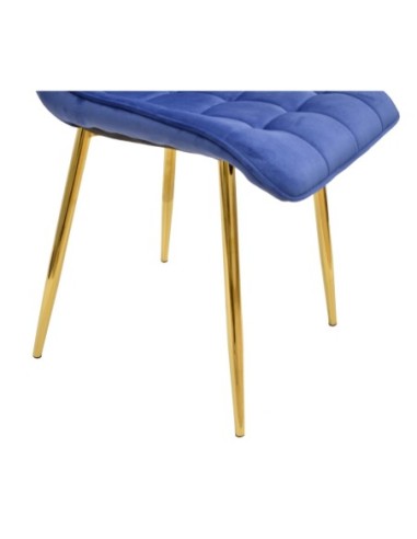 Silla GILDA, metal, dorado, tejido velvet azul