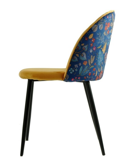 Silla CARNAVAL YELLOW, metal, tapizado velvet amarillo con trasera carnaval
