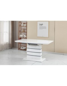 Mesa CHAMBERY, extensible, lacada blanca, 140 ~ 180 x 80 cms 2