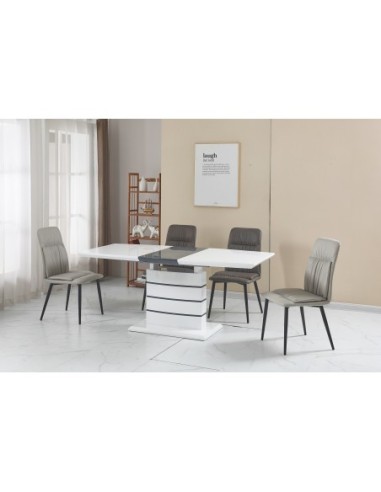 Mesa CHAMBERY, extensible, lacada blanca, 140 ~ 180 x 80 cms