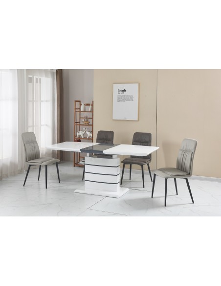 Mesa CHAMBERY, extensible, lacada blanca, 140 ~ 180 x 80 cms