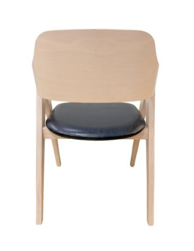 Sillón JARSY, madera de hevea, natural, similpiel negra