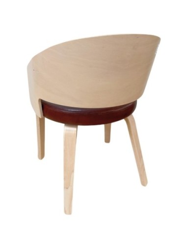 Sillón SINTRA, contrachapado de madera de hevea, natural, similpiel marrón