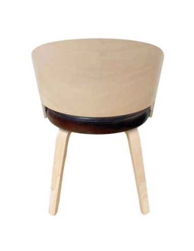 Sillón SINTRA, contrachapado de madera de hevea, natural, similpiel marrón