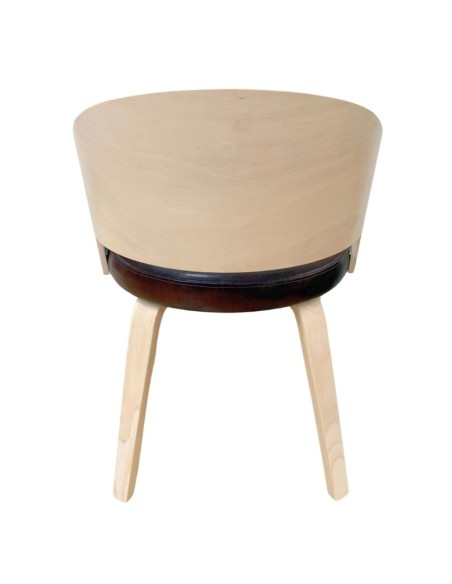 Sillón SINTRA, contrachapado de madera de hevea, natural, similpiel marrón