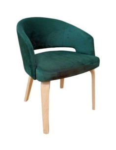 Sillón VISEU, contrachapado de madera de hevea, natural, velvet verde oscuro