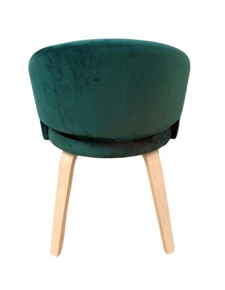 Sillón VISEU, contrachapado de madera de hevea, natural, velvet verde oscuro