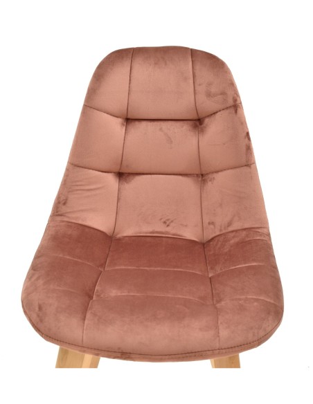 Silla LORENA, madera, tapizada velvet rosa coral