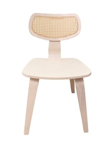 Silla CORBEL, contrachapado de madera de hevea, rejilla, acabado natural