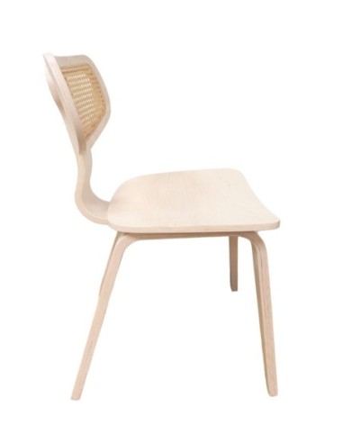 Silla CORBEL, contrachapado de madera de hevea, rejilla, acabado natural