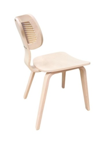 Silla CORBEL, contrachapado de madera de hevea, rejilla, acabado natural