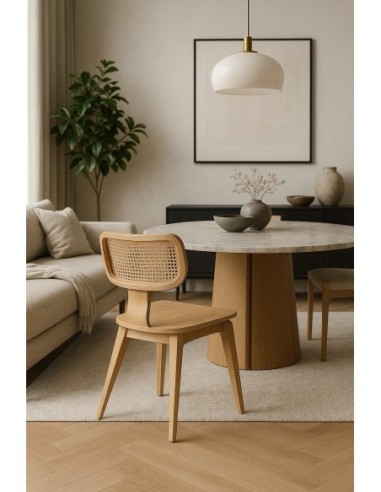 Silla CORBEL, contrachapado de madera de hevea, rejilla, acabado natural