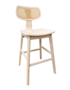 Taburete CORBEL, madera de hevea, rejilla, acabado natural