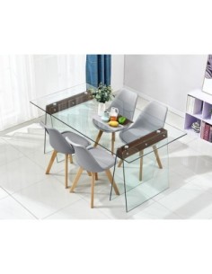 Mesa SELENE, madera, cristal templado, 200x90 cms