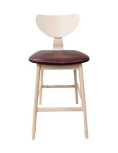 Taburete DUBLIN, madera de hevea, natural, similpiel marrón 2