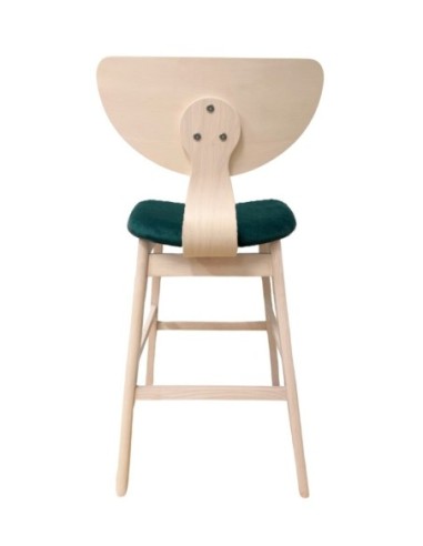 Taburete DUBLIN, madera de hevea, natural, velvet verde oscuro