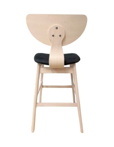 Taburete DUBLIN, madera de hevea, natural, velvet gris oscuro