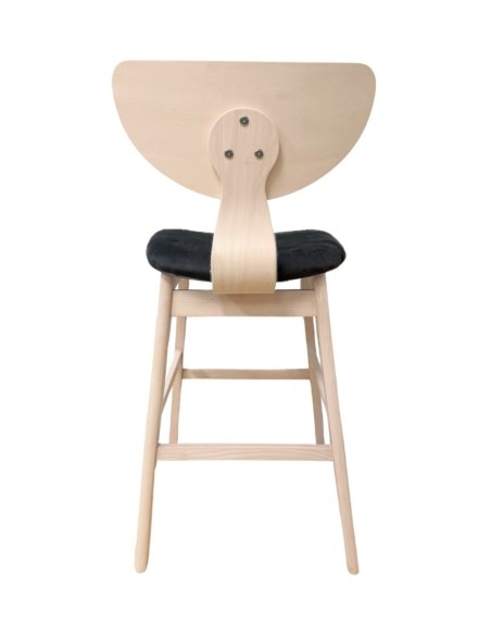 Taburete DUBLIN, madera de hevea, natural, velvet gris oscuro