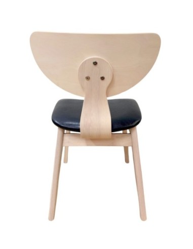 Silla DUBLIN, contrachapado de madera de hevea, natural, similpiel negra