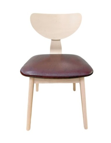 Silla DUBLIN, contrachapado de madera de hevea, natural, similpiel marrón