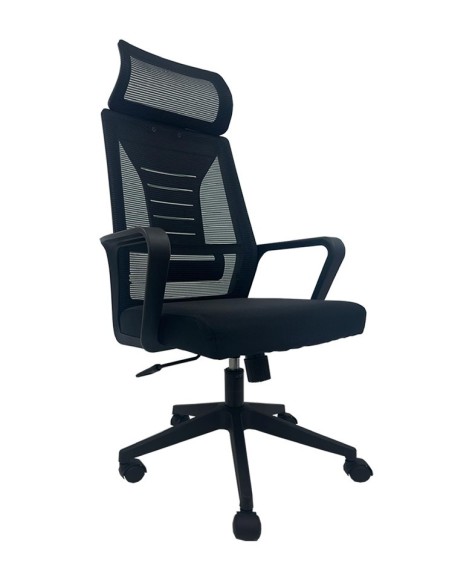 Sillón de oficina UTRECH, alto, negro, malla y tejido negro