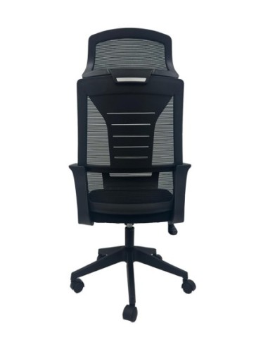 Sillón de oficina UTRECH, alto, negro, malla y tejido negro