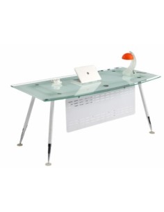 Mesa de oficina ACRE, vidrio templado blanco, 160 x 80 cms