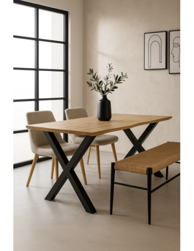 Mesa LERMA 160, metal, negro, tapa DM bilaminado 160 x 90 cms