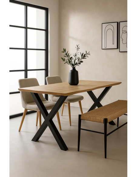 Mesa LERMA 160, metal, negro, tapa DM bilaminado 160 x 90 cms