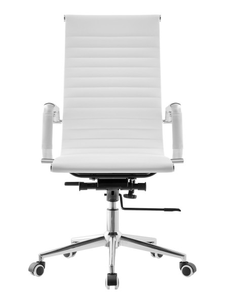 Sillón de oficina OLIVER, alto, regulación de altura, basculante profundo, similpiel blanca