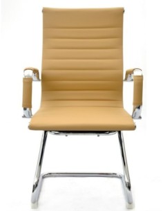 Sillón de oficina OLIVER, fijo de patín, cromado, similpiel marrón claro 2