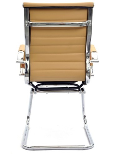 Sillón de oficina OLIVER, fijo de patín, cromado, similpiel marrón claro