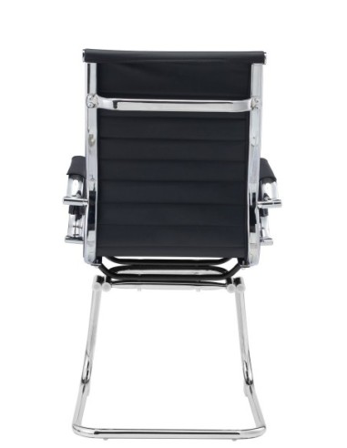 Sillón de oficina OLIVER, fijo de patín, cromado, similpiel negra