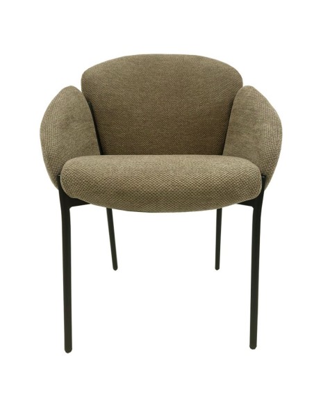 Sillón GIORGIO, metal, tapizado chenilla marrón visón