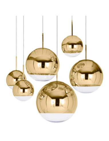 Lámpara KARIM, colgante, cristal, dorado - transparente, 30 cms de diámetro