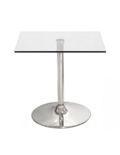Mesa BERNIE 60C, cromada, cristal templado 60 x 60 cms