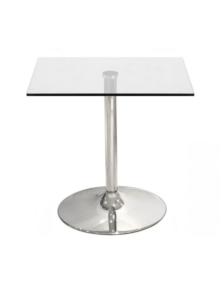 Mesa BERNIE 60C, cromada, cristal templado 60 x 60 cms