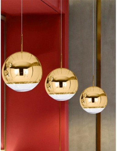 Lámpara KARIM, colgante, cristal, dorado - transparente, 30 cms de diámetro