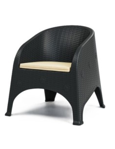 Sillón SURF, apilable, polipropileno marrón chocolate, cojín beige