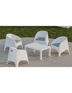 Sillón SURF, apilable, polipropileno blanco, cojín gris 2