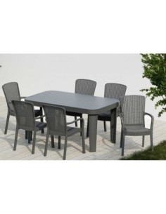 Mesa MOJÁCAR, polipropileno gris, 150 x 90 cms