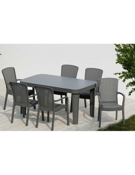 Mesa MOJÁCAR, polipropileno gris, 150 x 90 cms